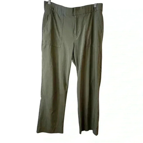 Athleta Tribeca Utility Crop Laurel Olive Green Pants Size 10 - Picture 2 of 14